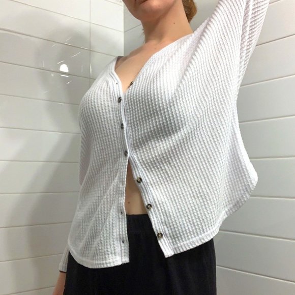 White Button-down Cardigan Sweater - Picture 1 of 3